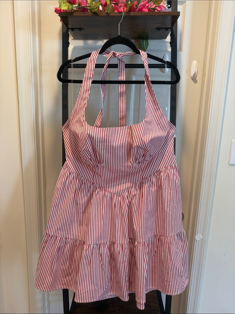 Red and White Striped Sundress Vacation Beach Dress Y2K Plus Size Dress